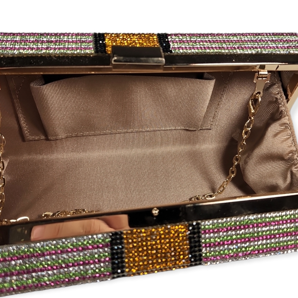 Multi Colored Cash Stack Rhinestone Clutch - Picture 6 of 6